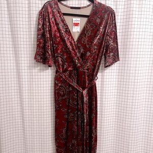 Kara Velvet Faux Wrap Dress by FRAICHE BY J Size Large NWT